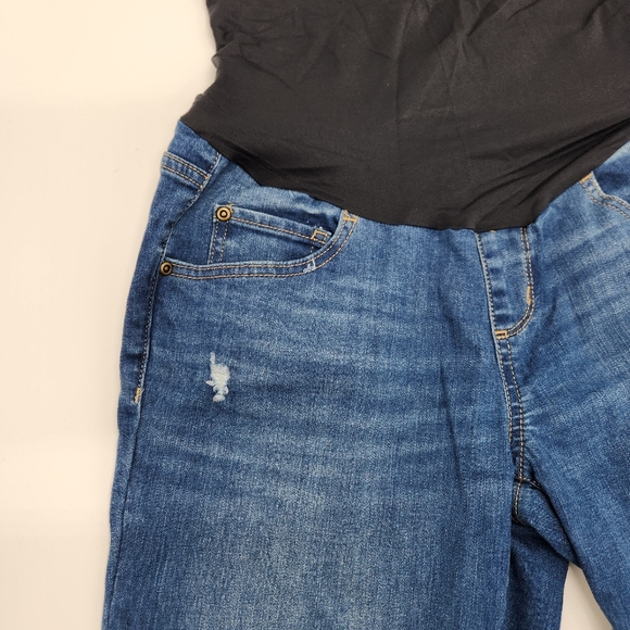 Sonoma Maternity Straight Leg Jeans w/ Raw Hem Size 10 Dark Wash slight distress - Picture 4 of 6